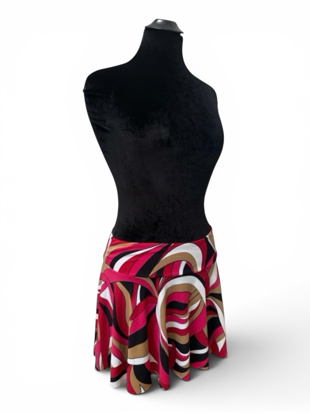 Y2K Abstract Print Flared Mini Skirti